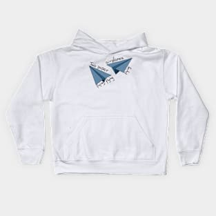 Two paper airplanes flying Kids Hoodie